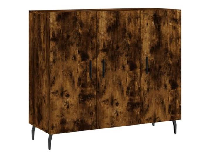 HGFDVCMR Sideboard Räuchereiche 90x34x80 cm Beistellschrank Kompakter Anrichte-Schrank mit Metallbeinen und Türen für Wohnzimmer, Flur oder Essbereich mit viel Stauraum.