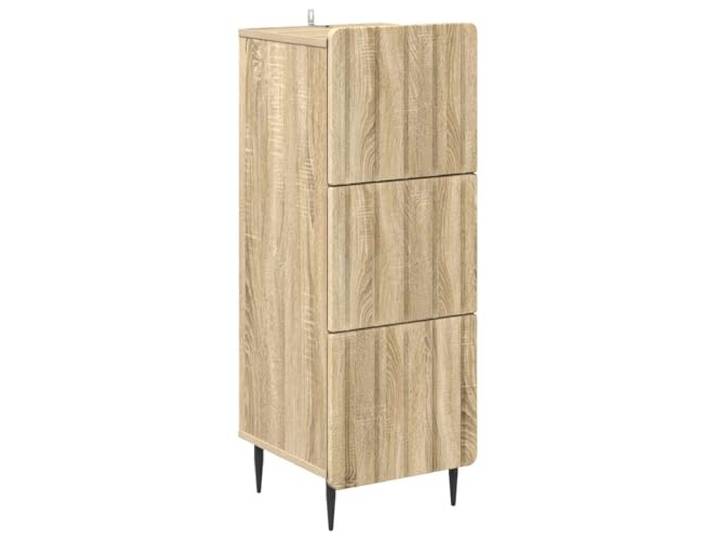 RJPLMFV Schubladenschrank aus Verbundholz, 33 x 34,5 x 92 cm Abgerundetes gestreiftes Design, stabile Metallfüße, geräumige Schubfächer, Nassreinigung, Wohnzimmer