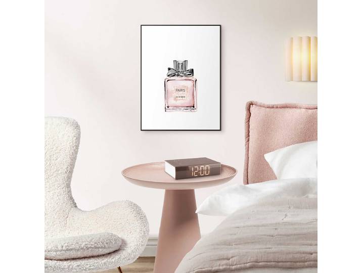 Kunstdruck Parfümflasche MDF - Mitteldichte Holfaserplatte Pink/Rosa/Weiß 30 x 40 x 1cm