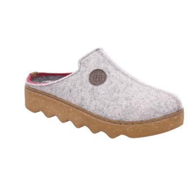 Pantoffel ROHDE "Foggia-D", Damen, Gr. 43, hellgrau, Filz, Schuhe, Homeslipper, Wohlfühlschuh, Filz Clog mit Plateausohle