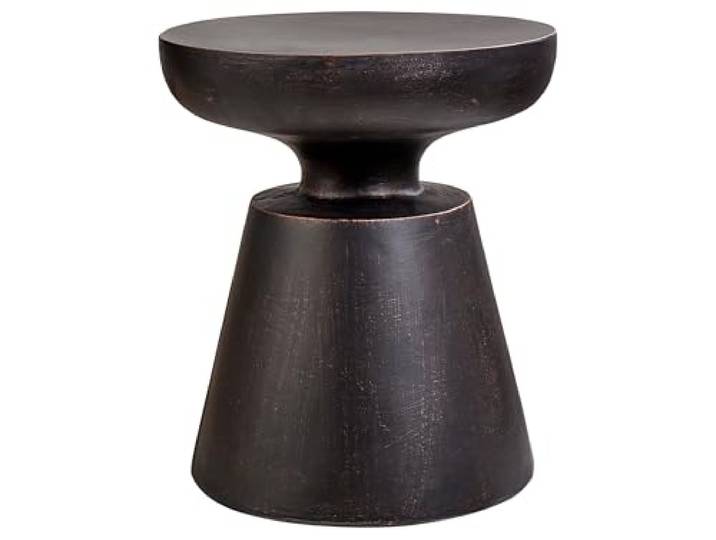 Beliani Beistelltisch MgO und Glasfaser schwarz rund ⌀ 45 cm modern Mincio