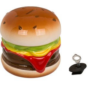Out-of-the-Blue Spardose Hamburger, mehrfarbig, für Kinder, mit Schlüssel, aus Keramik, 13 x 13 x 15 cm