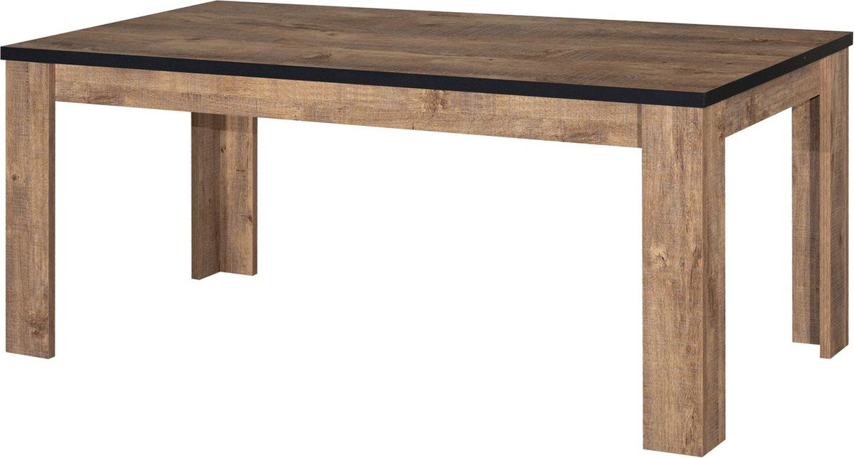 Belfurn Eunice Eetkamertafel - Mango Bruin en Zwart - B: 180 cm, D: 90 cm