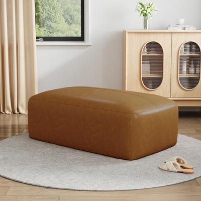 Uixe "Genuine Leather Ottoman, 43"" Upholstered Bench for Living Room and Bedroom"