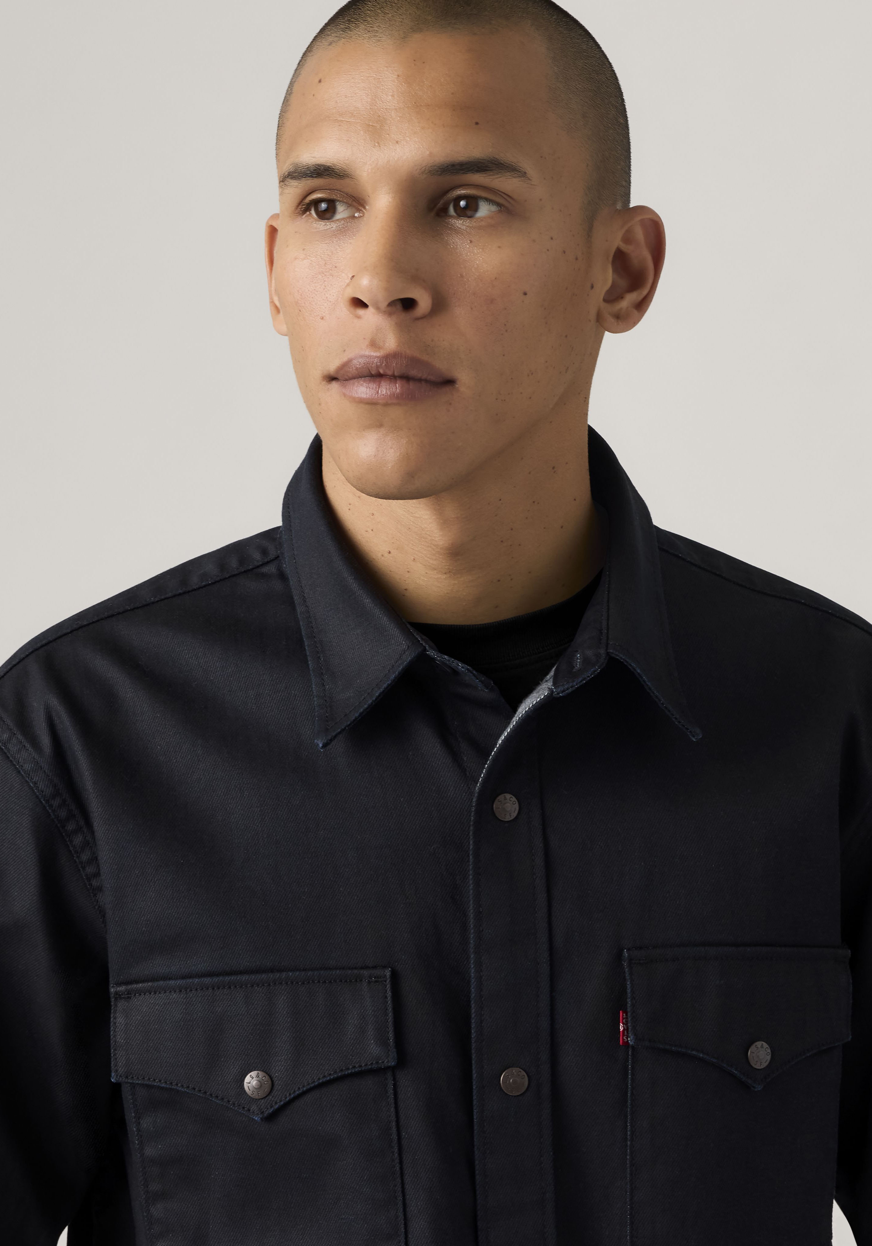 Jeanshemd LEVI'S "RELAXED FIT WESTERN", Herren, Gr. S, N-Gr, schwarz (tiebout ave worn, in), Denim/Jeans, Obermaterial: 100% Baumwolle, relaxed fit, 1-Knopf-Manschette, Hemden Jeanshemd, im Western-Stil tiebout ave worn, in S, N-Gr