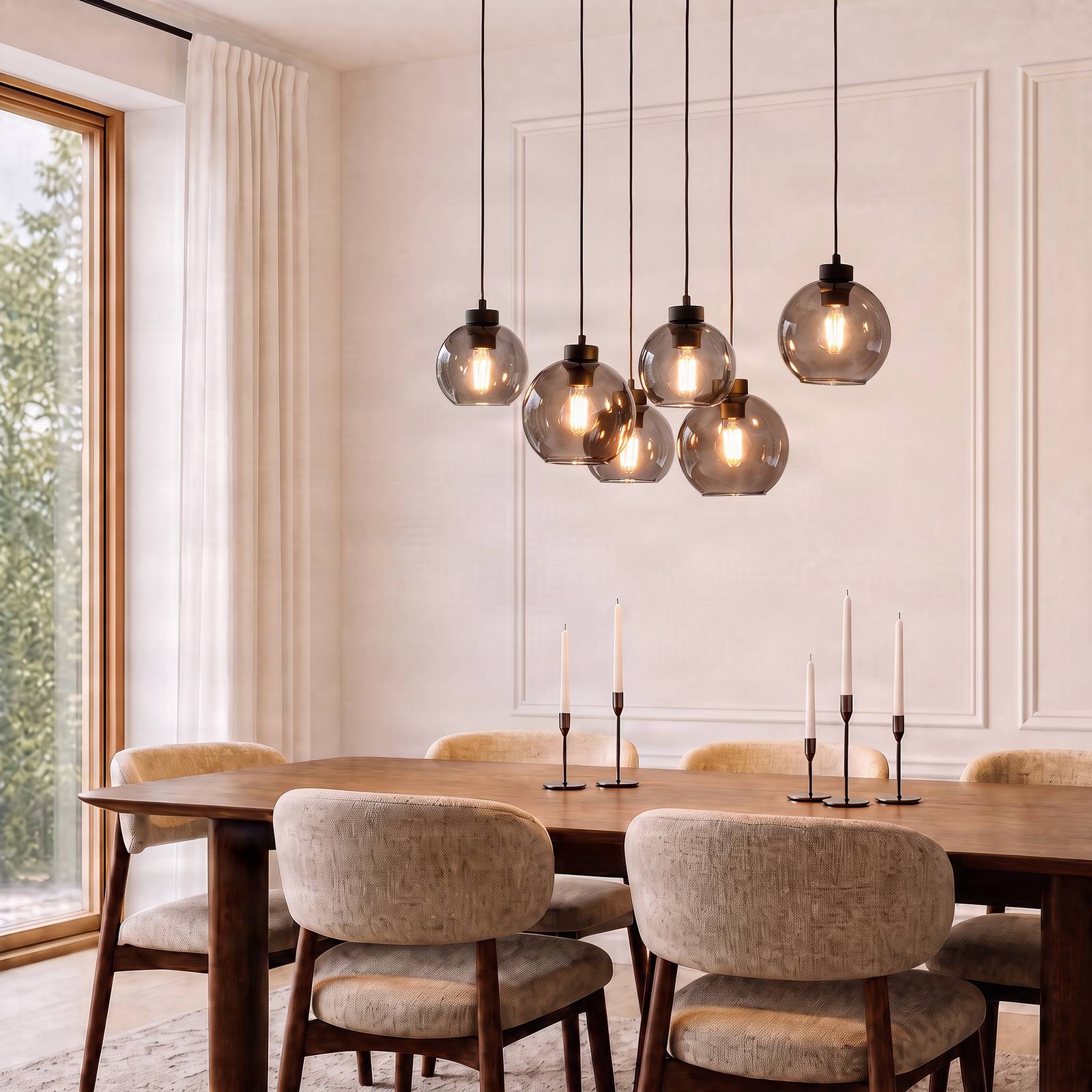 Glass Pendant Light Cubus TK Lighting, dimmable, Black, Living / Dining Room, Glass, Modern, Ceiling Light