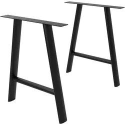 ML-Design Tischbeine Metall Schwarz 2er Set, Tischgestell Outdoor wetterfest, Tischfüße aus Stahl, Tischkufen A-Form, Tischuntergestell 60x72 cm, Oval