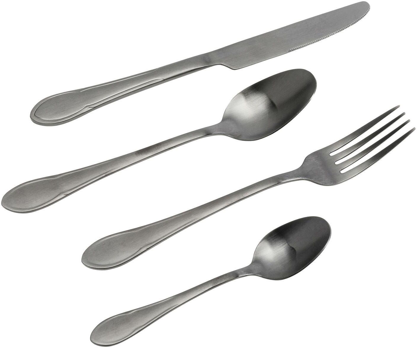 Besteck-Set KARE DESIGN "Cucina, 16-teilig", silber (graphit), 16, Edelstahl, Essbesteck-Sets, Besteck-Set graphit 16