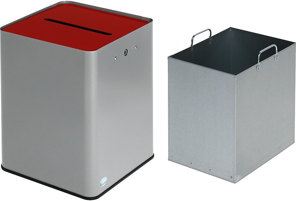 Datenschutz Papiersammler, 43 l, DSGVO-konform, silber / rot VAR