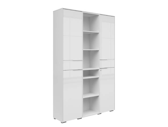 Armoire à dossiers Donava avec étagère 122 x 199 x 37cm Blanc/Blanc