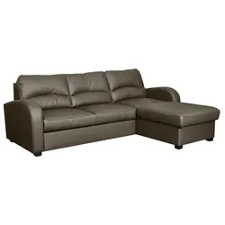 Ecksofa Milo Leder Grau Schlamm