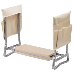 Relaxdays Kniebank Gartenarbeit mit Taschen Beige,Silber