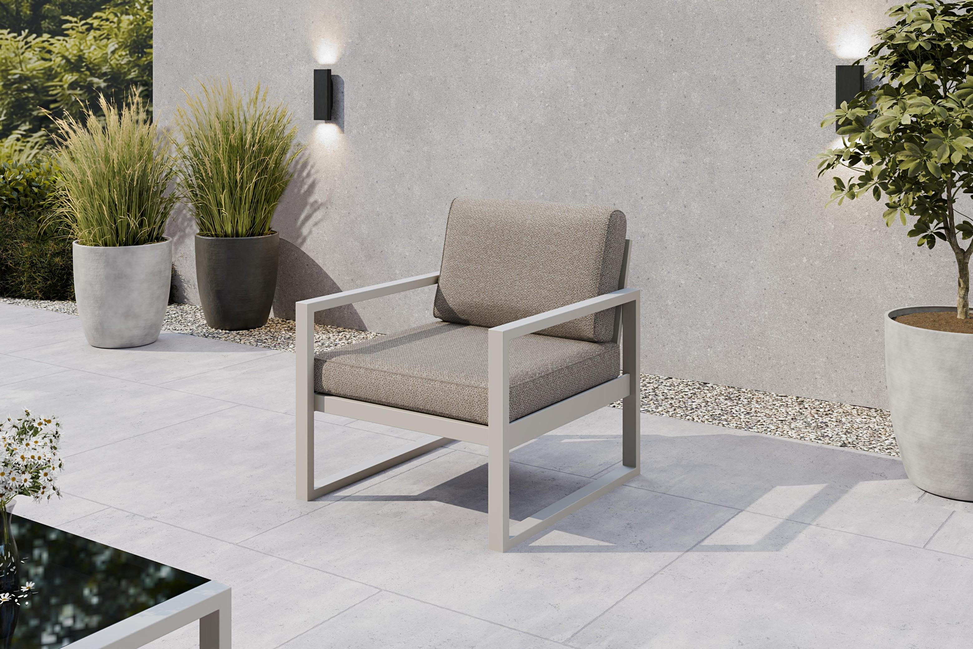 SOLAR Moderner Garten-Loungesessel mit Metallgestell - Wetterfeste Polster - Verschiedene Farben C/PD03