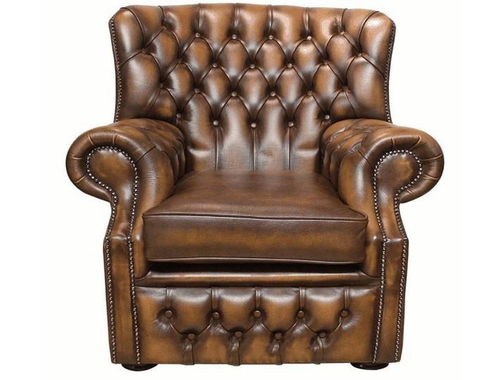 JVmoebel Ohrensessel Brauner Samt-Chesterfield Sessel aus Echtleder mit Wellenunterfederung (Packung, 1-St., Brauner Samt-Chesterfield 1-Sitzer Ledersessel für TV-Genuss), Made in Europa
