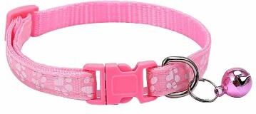Inspired Living PawPrint Bell Pet Collar For Cats & Small Dogs Adjustable Colorful Safety Collar pink
