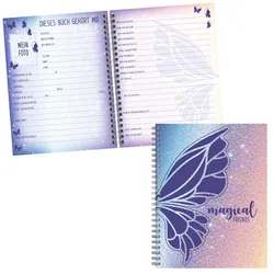 BRUNNEN Magic Butterfly Freundebuch ca. DIN A5 liniert lila/roa