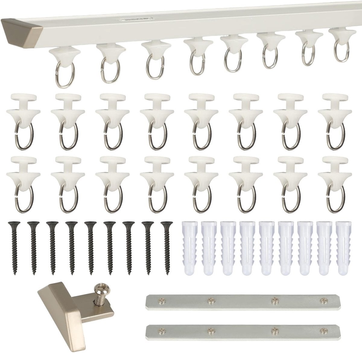 Dailygoods Gordijnrail 3 m - Aluminium - Plafondmontage - Inclusief Accessoires
