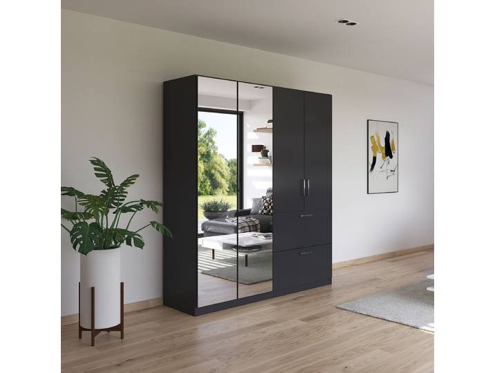 Armoire à portes battantes Padua 181cm Gris/Gris métallisé