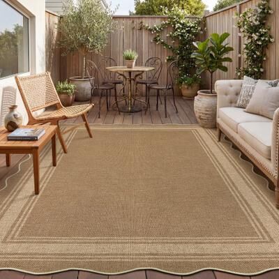Garvee Indoor Outdoor Modern Bordered Easy Jute Area Rug