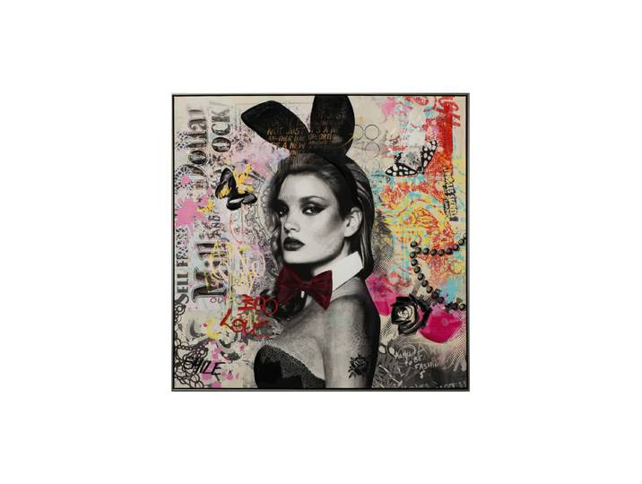 Handgemaltes, gerahmtes Bild „Street Art Play-Bunny“ 102.5 x 102.5 cm Multicolor Crea Collection