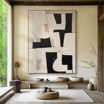 Inspired Living Beige Textured Abstract Canvas Wall Art For Modern Neutral Living Rooms b 50x70cm