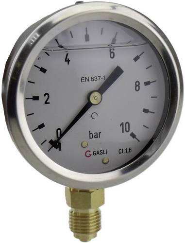 ICH Manometer 63R10.MGE Anschluss (Manometer): Unterseite 0 bis 10 bar Außengewinde 1/4" 1St.