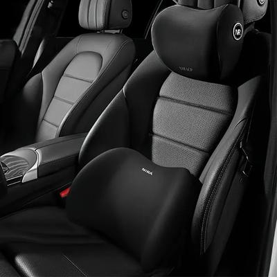 Inspired Living Universal Car Headrest Pillow Memory Foam Neck Support Pillow With Lumbar Back Cushion For All Seasons black 2pcs