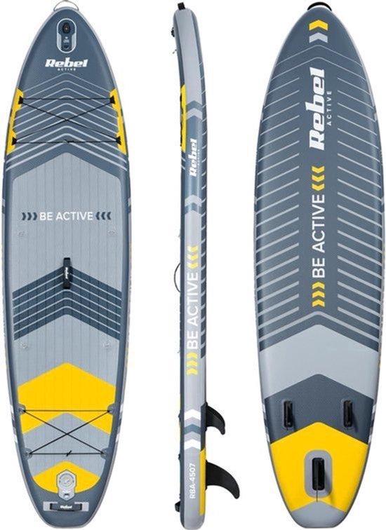 SUP-Board, aufblasbar - 335 cm, Grau, Touring-Modell - 15 cm Dicke - EVA-Schaum - Für Freizeit und Tourismus