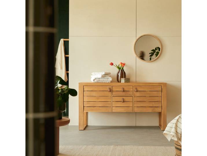 Aufbewahrungsmöbel aus massivem Teakholz, 145 cm Minimalys - Natur - Teak