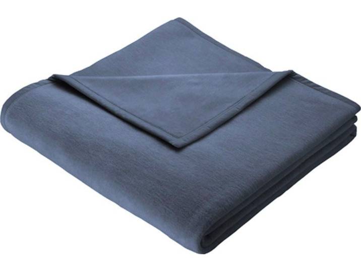 Wohndecke BIEDERLACK Cotton Home , blau (graublau), B:150cm L:200cm, Baumwolle, Kunstfaser, Wohndecken, Wohndecke, im Uni Design, Kuscheldecke