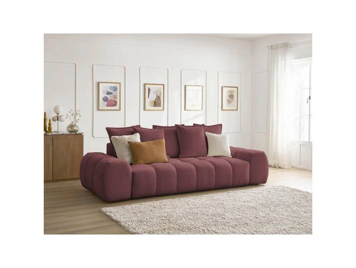 Schlafsofa Everest, Rot, Kunststoff, Buche, Kiefer, 3-Sitzer, Füllung: Komfortschaum, 278x115x90 cm, Armteil links, rechts, Wohnzimmer, Sofas & Couches, Schlafsofas, Schlafsofas mit Bettkasten