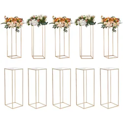 VEVOR 10er-Set Blumenhocker Eckig 28x28x80cm Blumenständer Eisen Beistelltisch Modern Blumensäule Gold-Galvanisierung Pflanzenhocker Pflanzenständer Metallständer für Dekoration von Bars Hotels Cafés