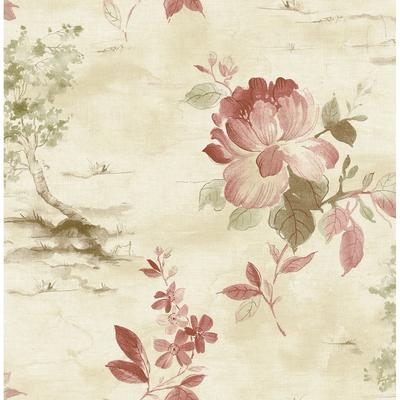 Seabrook Designs Pergola Floral Scene Unpasted Wallpaper