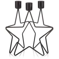 ELAMBIA 3 Stabkerzen-Halter Metall-Stern Farbauswahl Höhe 17,5cm