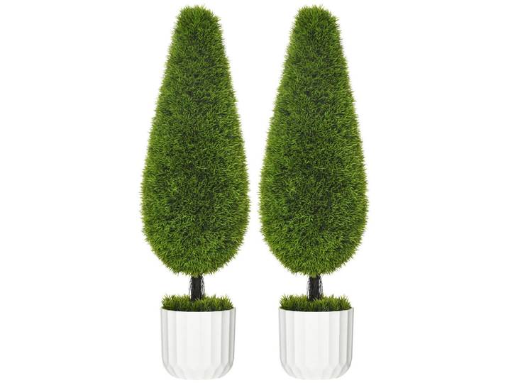 Homcom Kunstpflanze Zypresse 2er-Set, 90 cm Künstliche Pflanzen Kunstbaum im Topf, Grün, Kunststoff, 90 cm, Dekoration, Blumen & Blumentöpfe, Kunstpflanzen