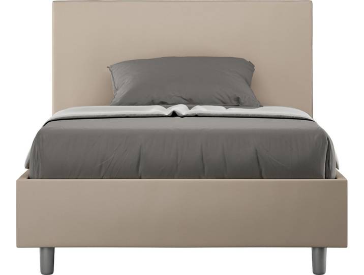 ITYHOME - Lit 1 place et demi coffre rembourré 120x200 similicuir taupe Adele