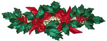Saro "Beaded Holly Ribbon Table Runner - Holiday Runner for Christmas Dining, Entertaining & Elegant Tablescapes - 13""x34"""