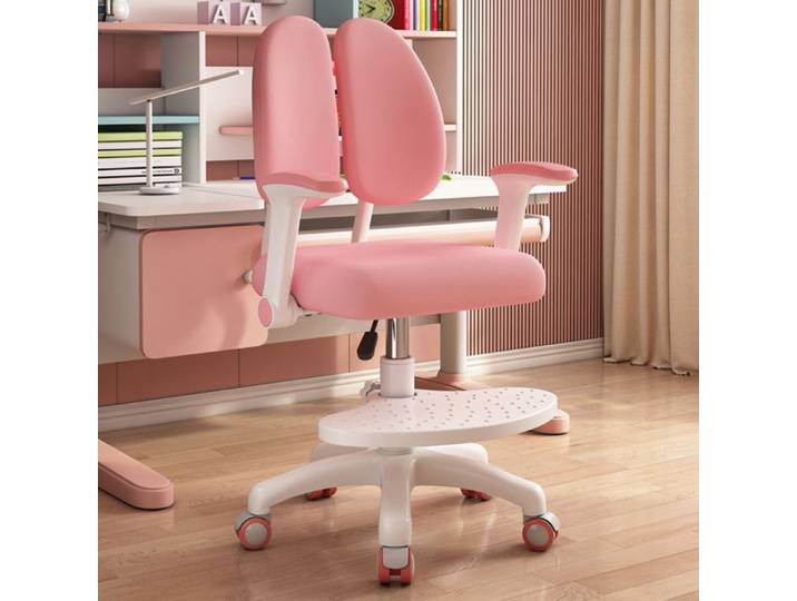 Chaise de Bureau pour Enfant - FLASIDU - Modèle Ergonomique - Siège Pivotant 360° - Hauteur Réglable - Rose
