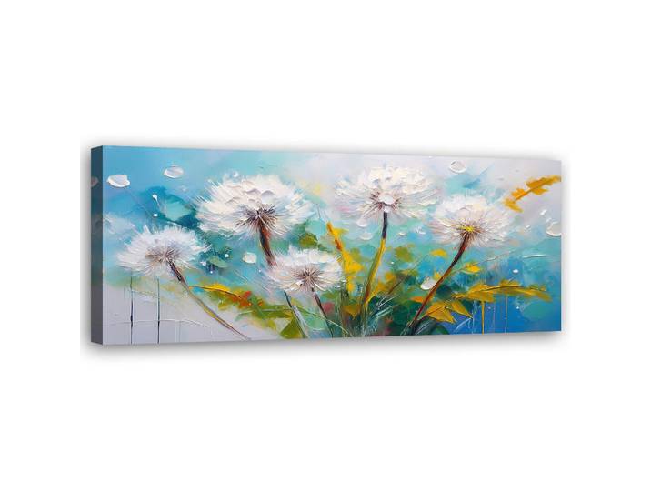 Feeby Wandbild löwenzahn löwenzahnpflanzen türkis, Blau, Floral, Rechteckig, 90x30 cm, Bilder & Rahmen, Bilder, Leinwandbilder