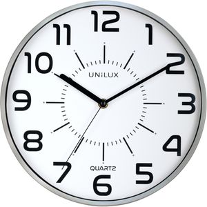 Unilux Wanduhr Pop, Kunststoff, analog, Quarzuhr, Ø 28 cm, grau, lautlos