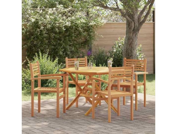 HPUYRFG Esszimmerstuhl 4er Set Braun Massivholz Teak Massivholz Teak, geschnitzte Armlehnen, wetterfest, rechteckige Form
