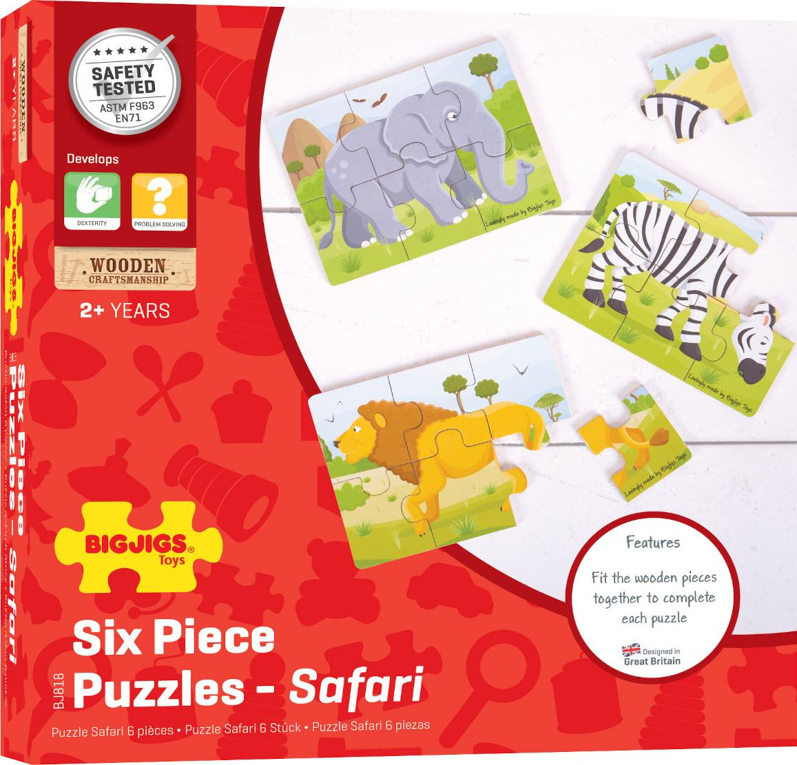 Bigjigs Set van 3 houten puzzels – Vrolijk Jungle