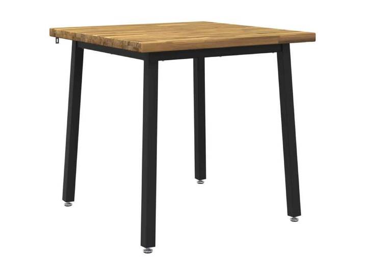 NOUVEAU Table de repas - 90x90x75cm - Bois d'Acacia Massif - blanc - et noir Carré - Table intérieur 81719