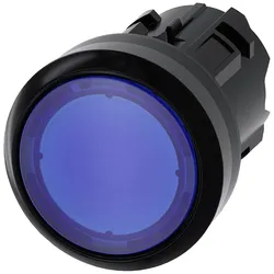 Siemens 3SU1001-0AA50-0AA0 Drucktaster, beleuchtet, 22mm, rund, Kunststoff, blau, Druckknopf 3SU10010AA500AA0