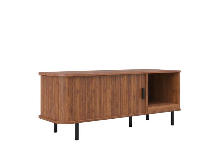 Table basse avec porte coulissante en panneau de particules