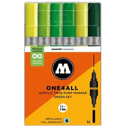 Molotow, Marker, Acrylmarker One4All Acrylic Twin Green Set (6x)