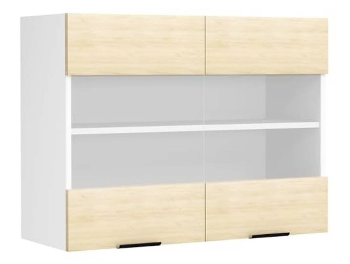 VCM Küchenschrank Weiß/Honig-Eiche 80x31x60 cm 2 Türen 2 Fächer Wandschrank Stauraum für Geschirr, Gewürze und Vorräte - Küche und Wohnbereich - für WGs - Holzwerkstoff, pflegeleichte Oberfläche