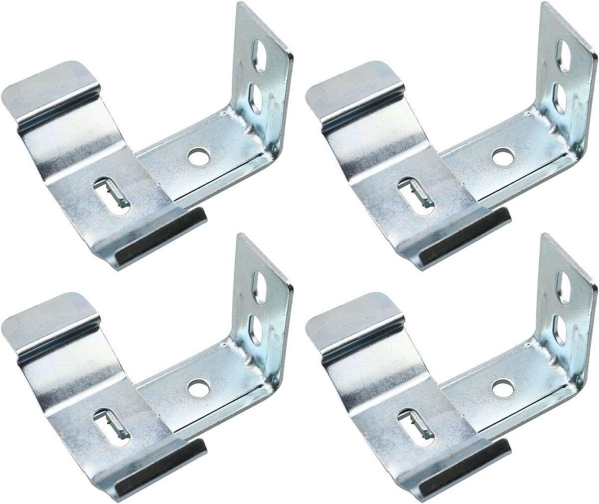 Set van 4 zilveren L-vormige jaloezie beugels voor het monteren van verticale raambekleding