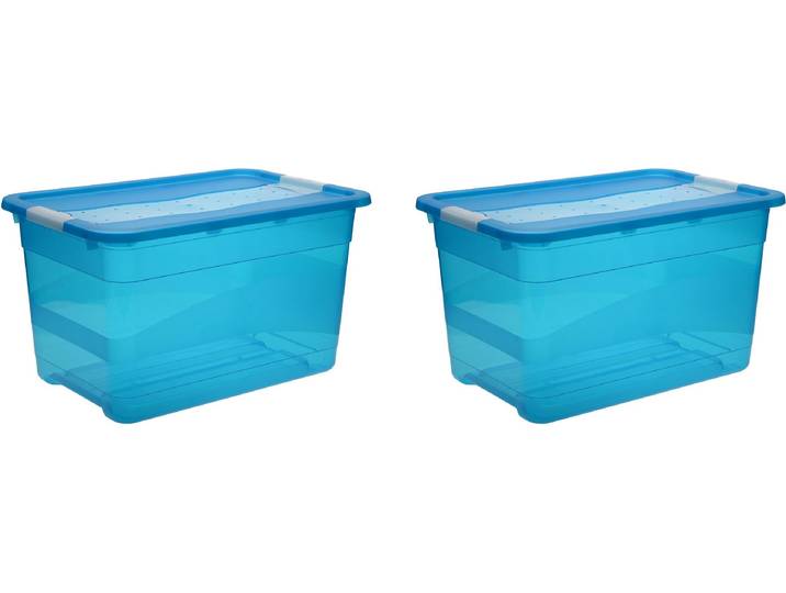 Organizer KEEEPER cornelia , blau, B:39,5cm H:34cm T:59,5cm, Kunststoff, Aufbewahrungsboxen, Organizer, Aufbewahrungsbox, 52 L, mit Deckel und Schiebeverschluss, Kunststoff