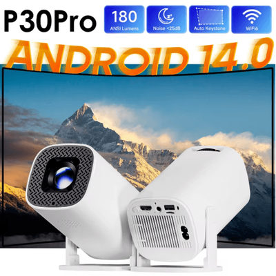 P30PRO Mini Smart Projector 4K Supported WiFi 6 Portable Home Theater p30 Pro white us Plug